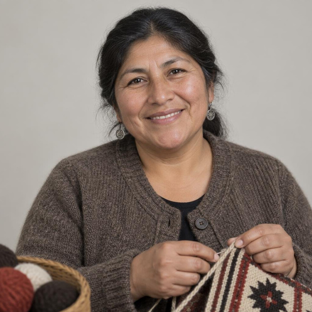 Retrato de una mujer chilena artesana sonriendo